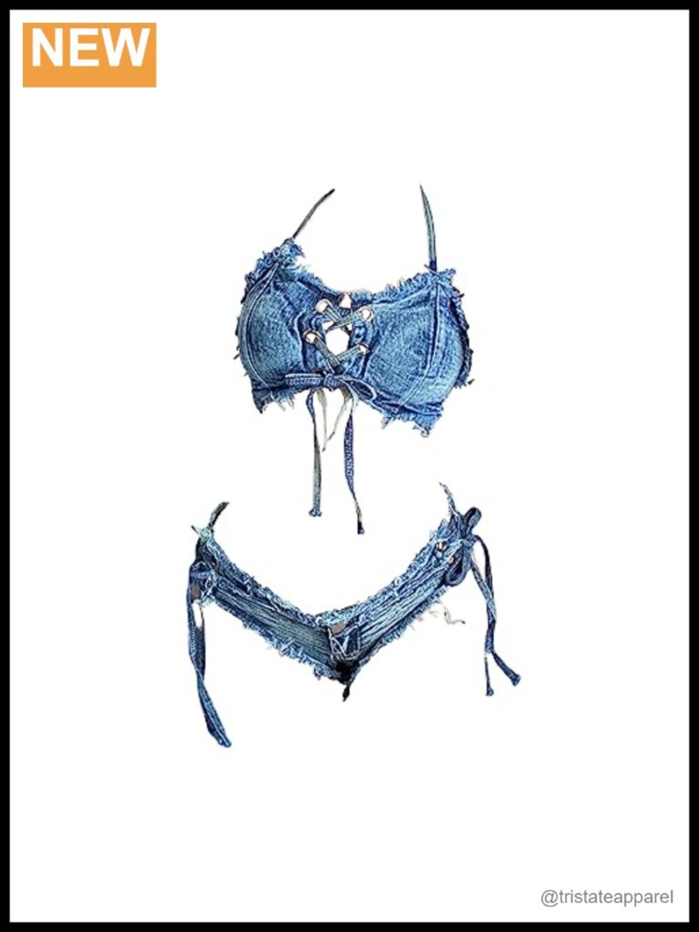 Denim Bikini Set Bra Panties Cosplay Lingerie Low Rise Open Cut 2 Piece